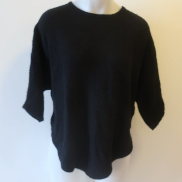 *Womens Cashmere Cashmere Black Round Hem Short Sleeve Sweater S - Picture 2 of 16
